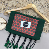 Bottle Green Handloom Khadi Cotton Saree With Maroon Print Blouse